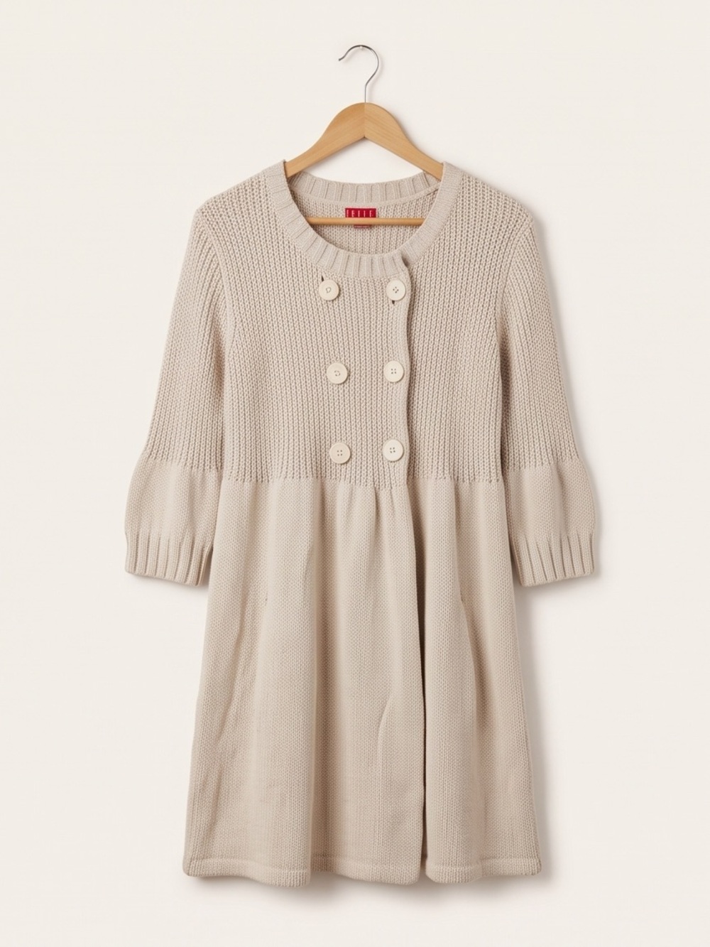 Elle Cream Double-Breasted Teddy Jacket